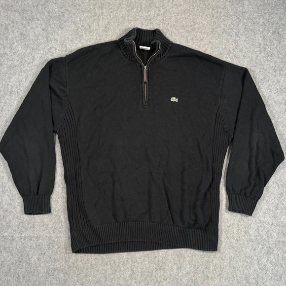 Lacoste Other - Lacoste Black Cotton Knit 1/4 Quarter Zip Pullover Sweater Men's Size‎ 9 4XL